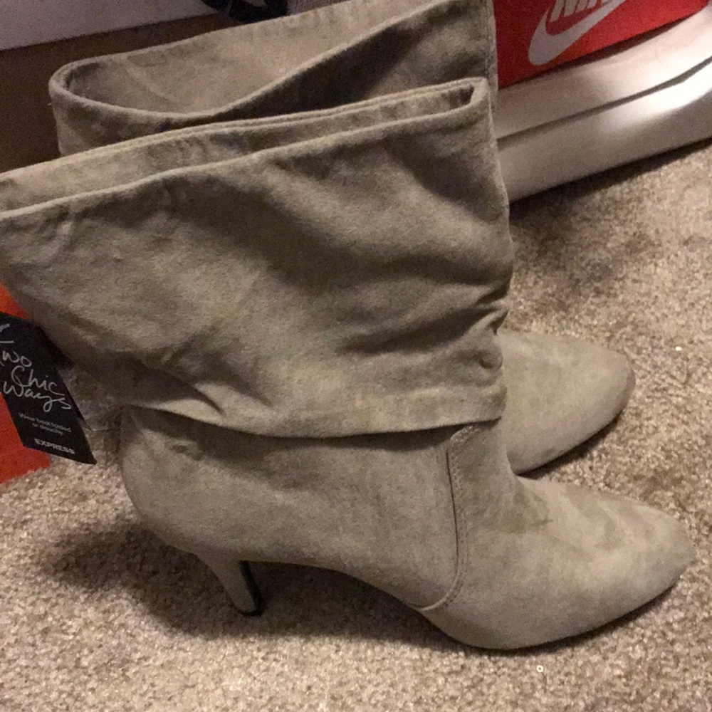 Express, suede taupe ankle boots